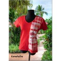 tričko dámské květy, batika červená
