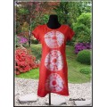šaty krátké - červená batika s koly do vel. 2XL